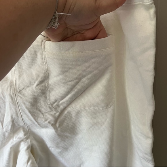 NWT COTTON GINNY Organic Cotton Blend Wide Leg White Fleece Pants plus petite lg - Picture 4 of 14